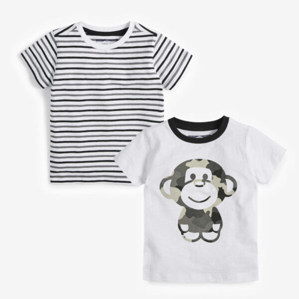 تی شرت آستین کوتاه نوزادی نکست مدل N00517 مجموعه دو عددی